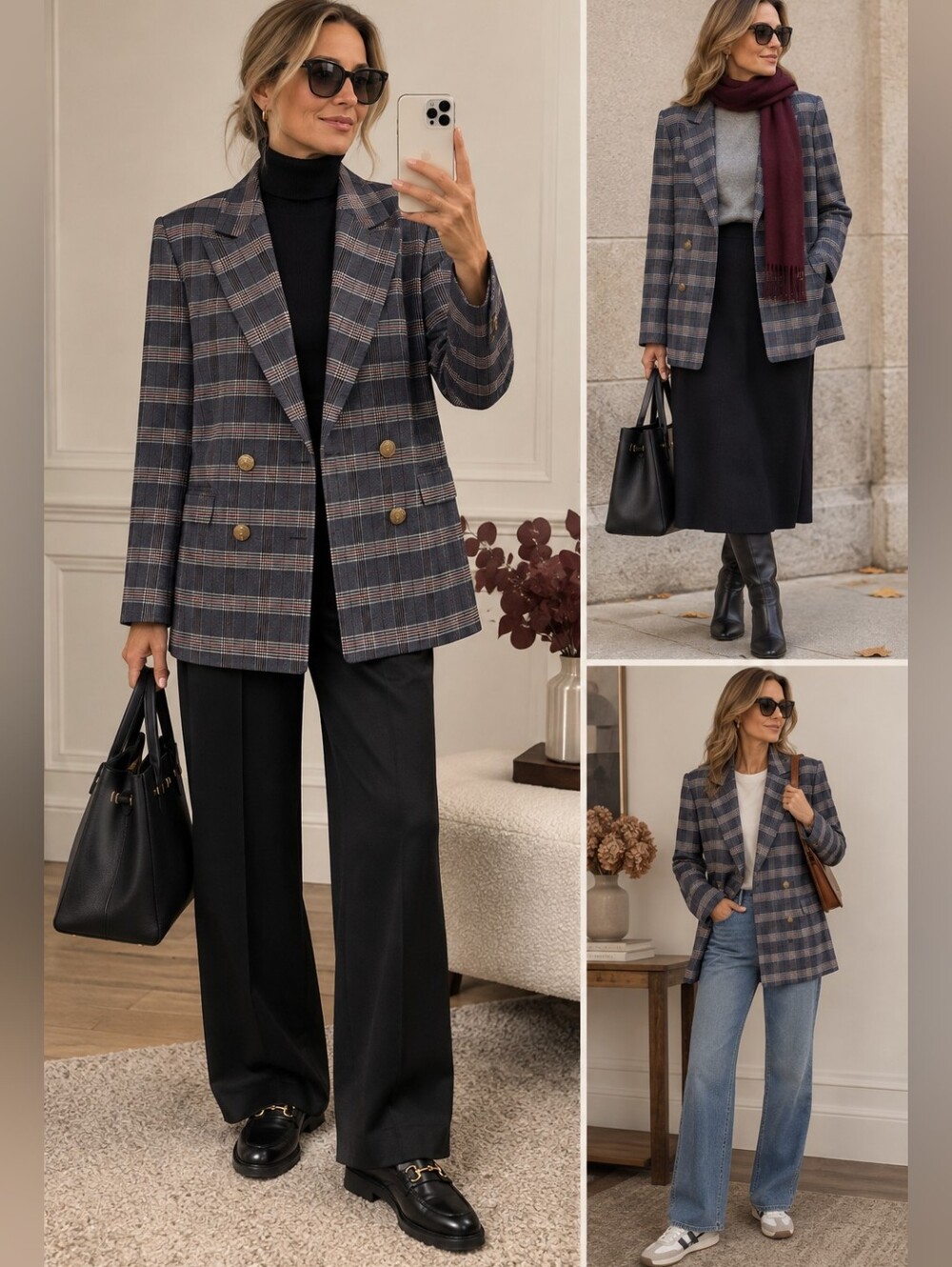 Banana Republic Plaid Double-Breasted Blazer Size 14